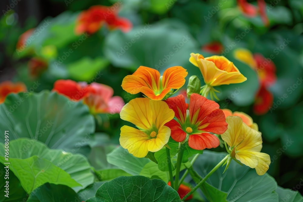 Beautiful flowers of nasturtiums. Beautiful flowers of nasturtiums.