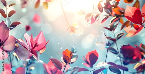 A colorful background with flowers and butterflies