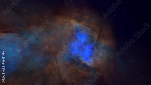 Nebula Colourful Travel and Star Camera Flying to Deep Space. 3D rendering.  photo