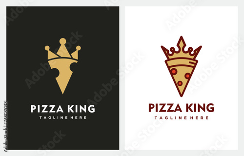 Pizza King Crown logo design vector graphic