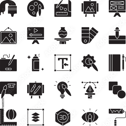 Creative art icon set vector illustration
