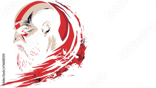 
A kratos from god of war as a gaming logo illustration  photo