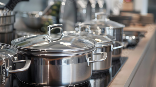 Stainless steel cookware.