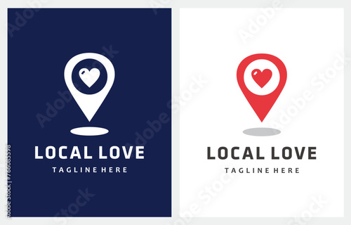 Heart Pin Location Pinpoint  logo design icon