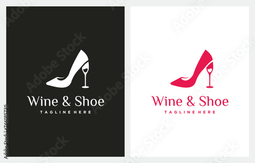High Heels Shoe Red Wine logo design