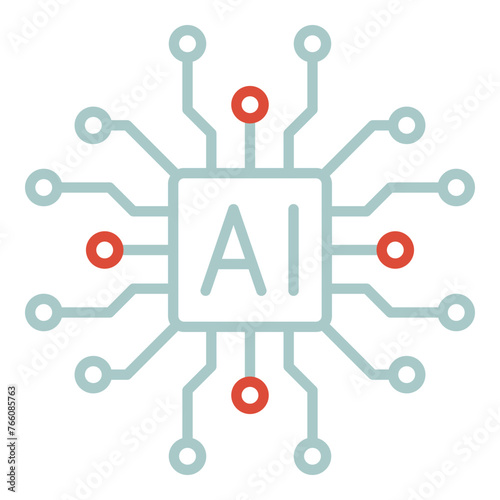 Artificial intelligence AI processor chip icon