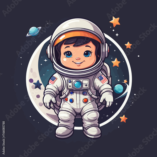 astronaut cartoon Logo Design Very Cool