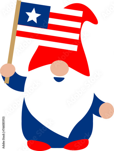 Patriotic gnome vector, gnome 4th of july svg, 