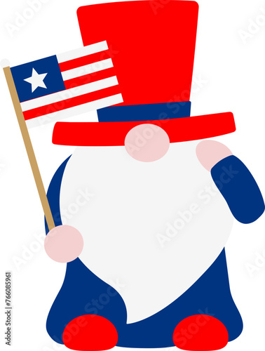Patriotic gnome vector, gnome 4th of july svg, 
