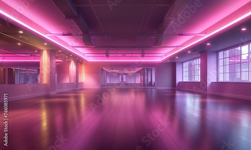 Modern architecture in a barren dancing studio adorned with opulent   spacious and space  Generative AI.