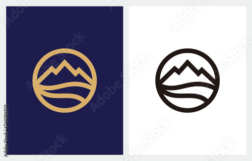 Circle Mountain line art logo design in a modern style