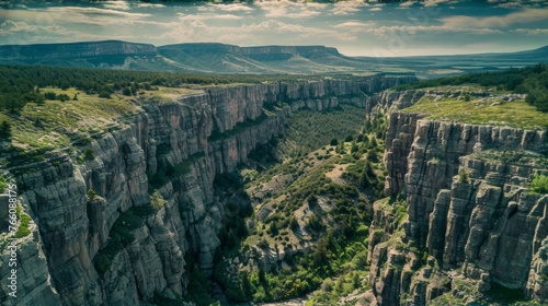 A Scenic View of a Canyon in the Mountains