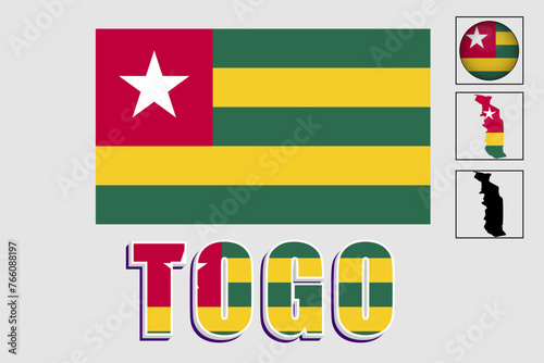 Togo flag and map in a vector graphic