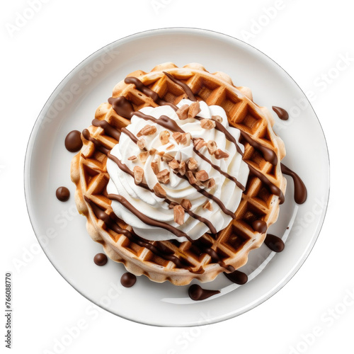 Create A High quality fresh Waffle with Choco. Chocolate mousse tart topped with sugar shards