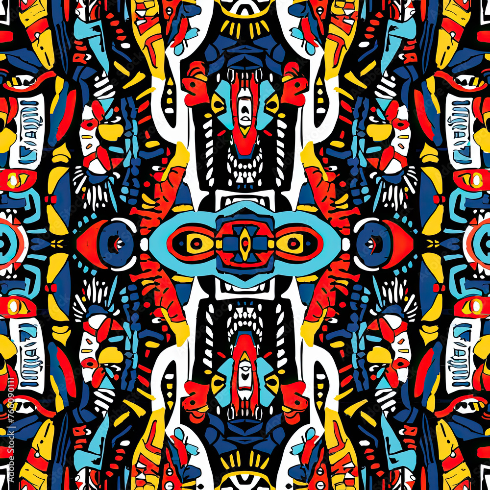 A colorful abstract painting with a lot of different shapes and colors A colorful abstract painting with a lot of different shapes and colors