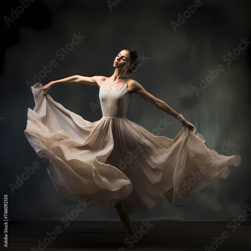 Ballet dancer in mid-air captured in motion.