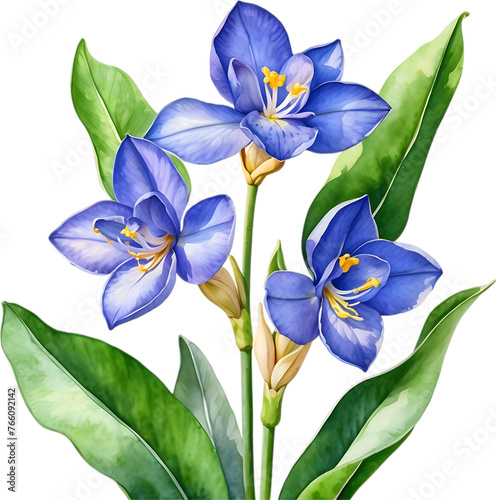 Watercolor painting of a Water Hyacinth flower. photo