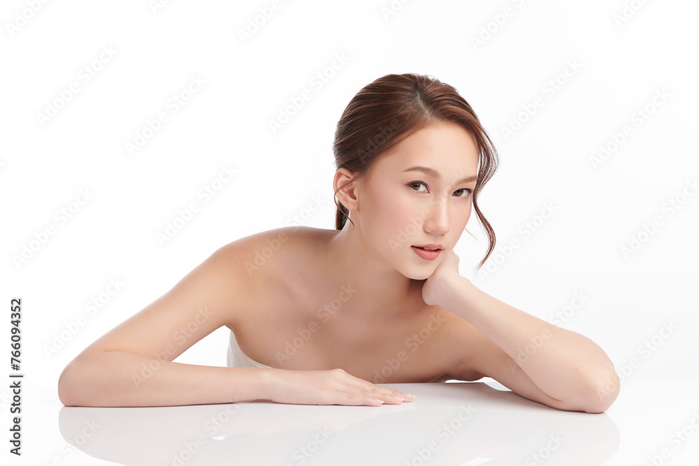 Beautiful young asian woman with clean fresh skin on white background, Face care, Facial treatment, Cosmetology, beauty and spa, Asian women portrait. Beautiful young asian woman with clean fresh skin on white background, Face care, Facial treatment, Cosmetology, beauty and spa, Asian women portrait.