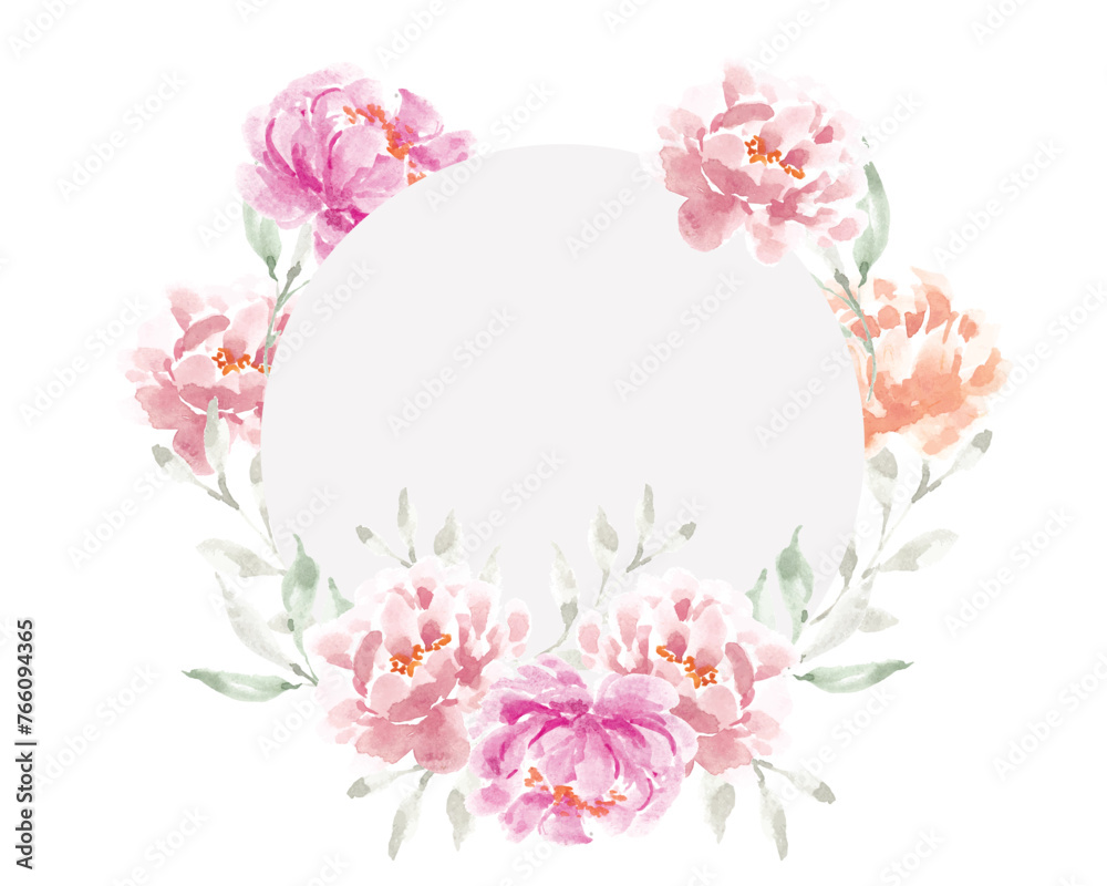 Pink and Pastel Watercolor Peony Wreath