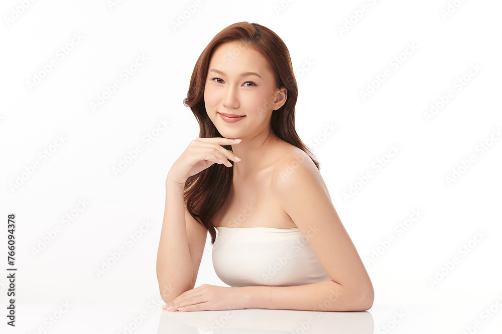 Beautiful young asian woman with clean fresh skin on white background, Face care, Facial treatment, Cosmetology, beauty and spa, Asian women portrait. Beautiful young asian woman with clean fresh skin on white background, Face care, Facial treatment, Cosmetology, beauty and spa, Asian women portrait.