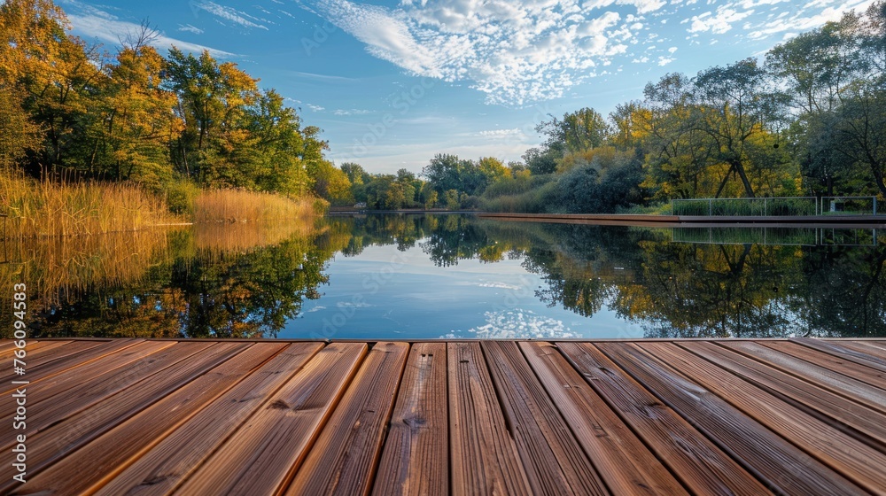 Serene Lakeside View with Autumn Trees Reflection Serene Lakeside View with Autumn Trees Reflection