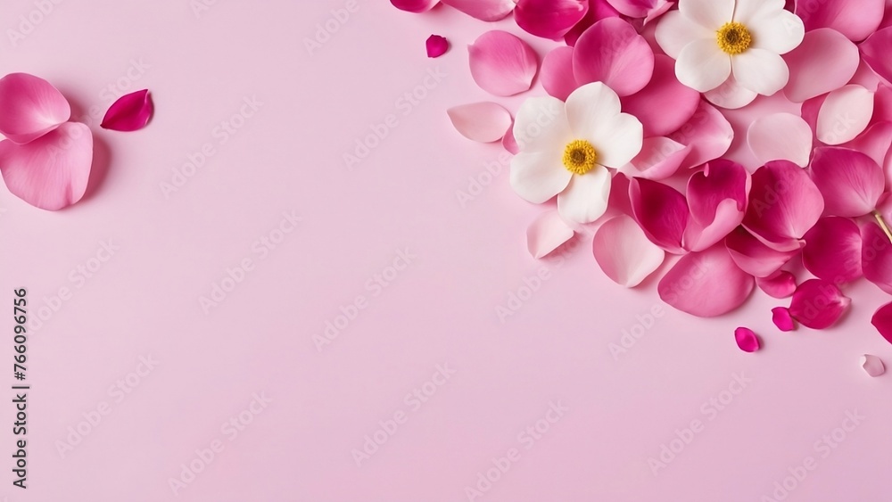 Background designed with flowers and flower petals
