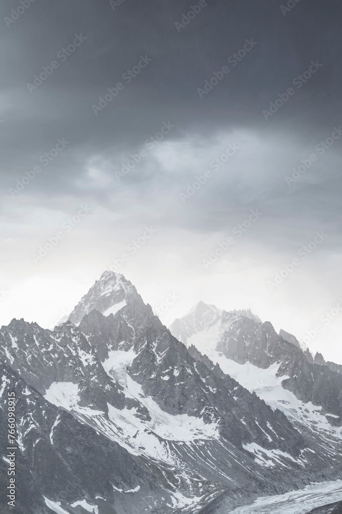 Chamonix Alps in France covered in snow