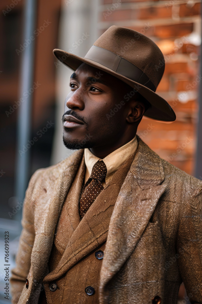 A handsome man wearing a 1930s tailored suit A handsome man wearing a 1930s tailored suit