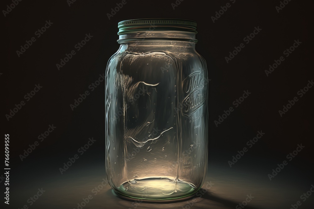 Glass Jar and Bottle on dark Background Glass Jar and Bottle on dark Background