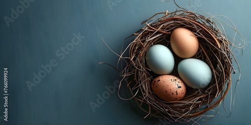Nest of Retirement Savings Eggs of Varying Sizes Representing Planning for the Future with Copy Space photo