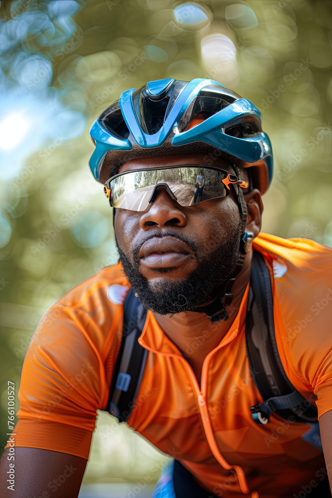 A handsome cyclist wearing a cycling jersey A handsome cyclist wearing a cycling jersey