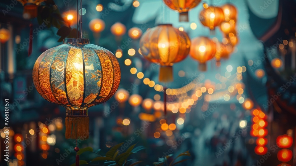 Close up of busy Chinese New Year light lanterns Close up of busy Chinese New Year light lanterns
