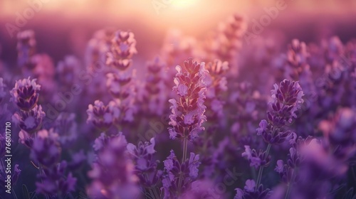 Serene Purple Hues in a Lavender Field