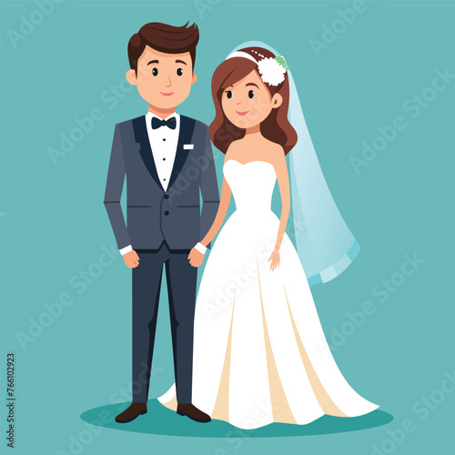 Wedding couple cartoon design  vector illustration for graphic design
