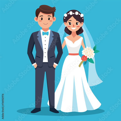 Wedding couple cartoon icon vector illustration graphic design