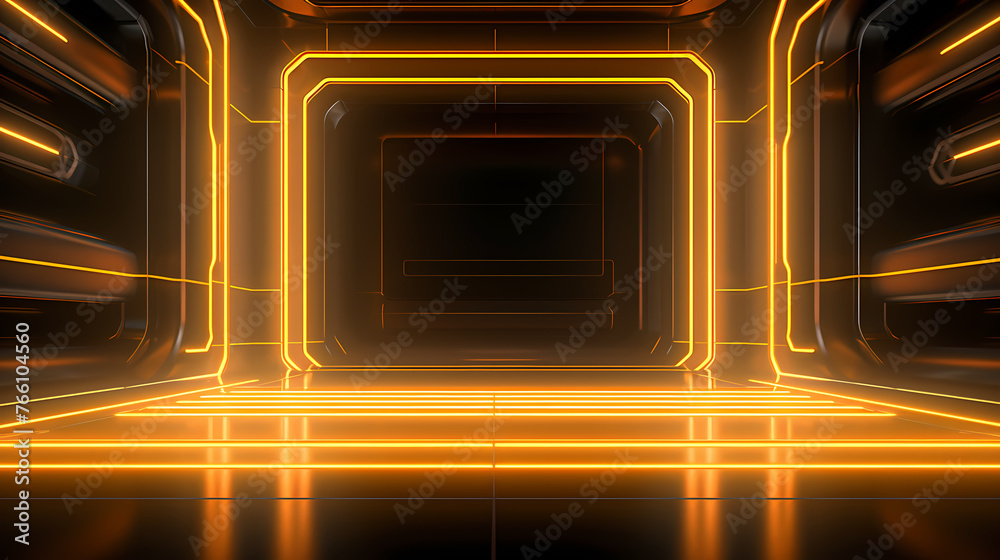 Fototapeta premium Modern futuristic neon room background