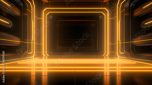 Modern futuristic neon room background © ma