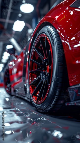 Elite sports car wheel close-up