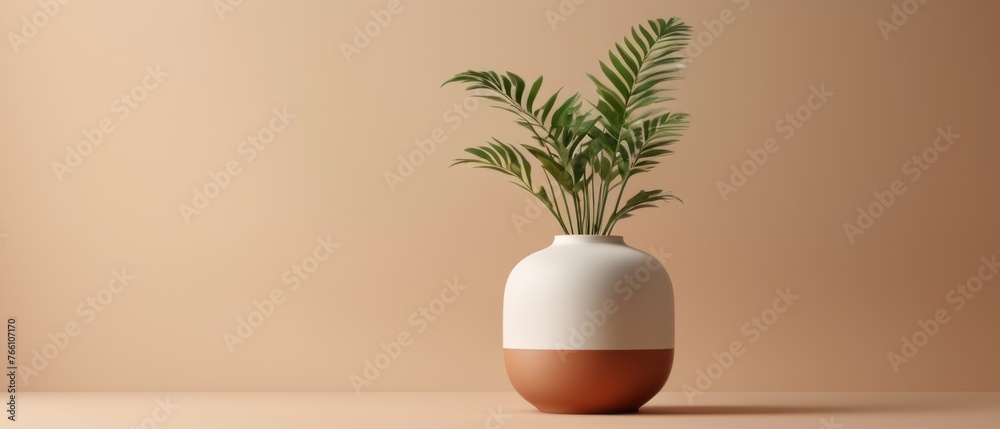	
ceramic vase with plant minimalist look and modern design	