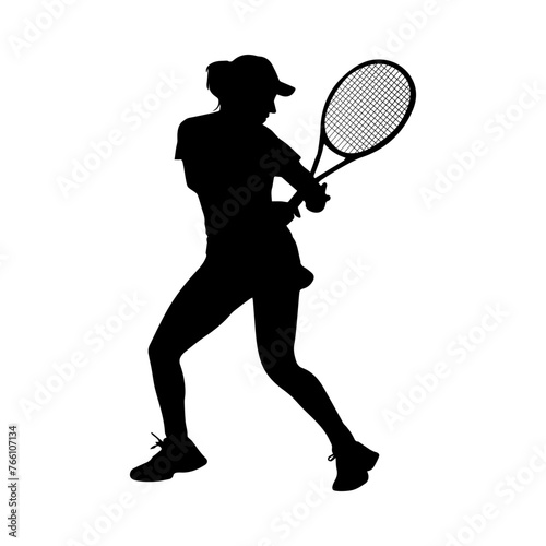 Female tennis player vector silhouette