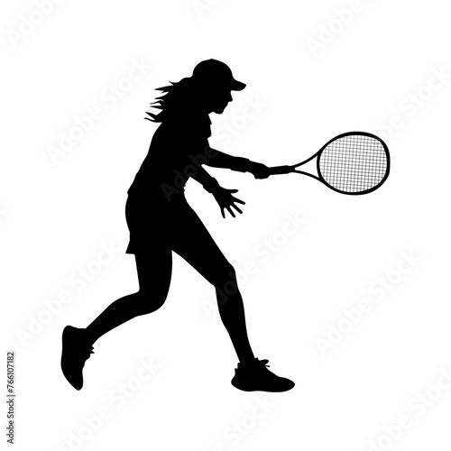 Female tennis player vector silhouette