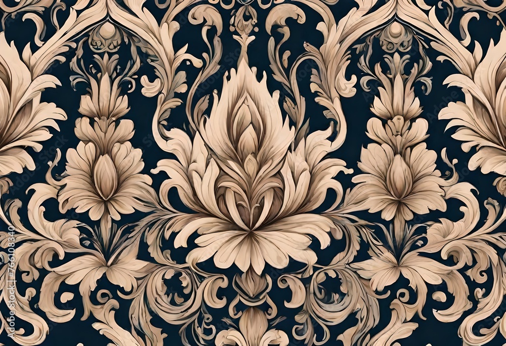 Intricate ink strokes blend seamlessly to create an opulent masterpiece, reminiscent of regal tapestries.