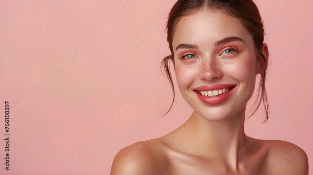 The amazing image of a woman with beautiful skin conveys aesthetics and beauty, which corresponds to the concept of skin care and cosmetics.