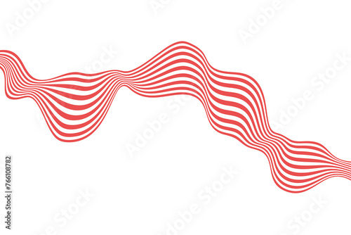 Abstract element, wavy, curved lines. Vector illustration of stripes with optical illusion, isolated on white background.