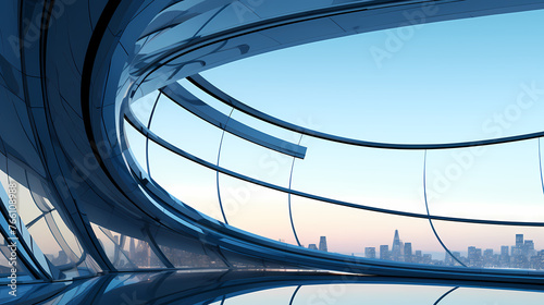 Futuristic architecture, 3D rendering of skyscraper building with glass windows