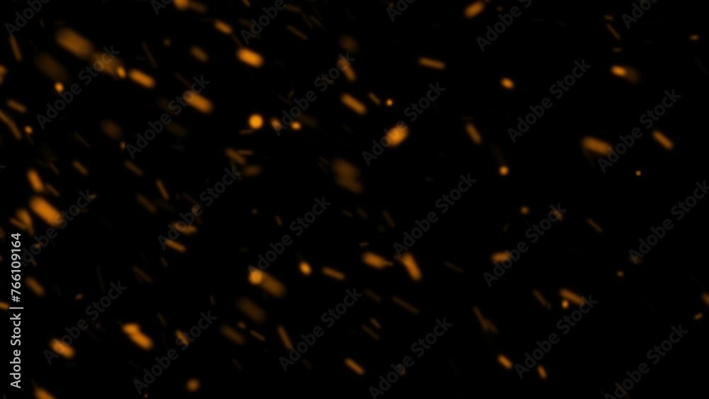 Flying Fire Sparks, Dynamic Shot of Embers in the Air Against a Black Background. Experience the Intensity of a Firestorm Texture with Bokeh Lights, Capturing the Close-up of Burning Hot Bonfire Fire Flying Fire Sparks, Dynamic Shot of Embers in the Air Against a Black Background. Experience the Intensity of a Firestorm Texture with Bokeh Lights, Capturing the Close-up of Burning Hot Bonfire Fire