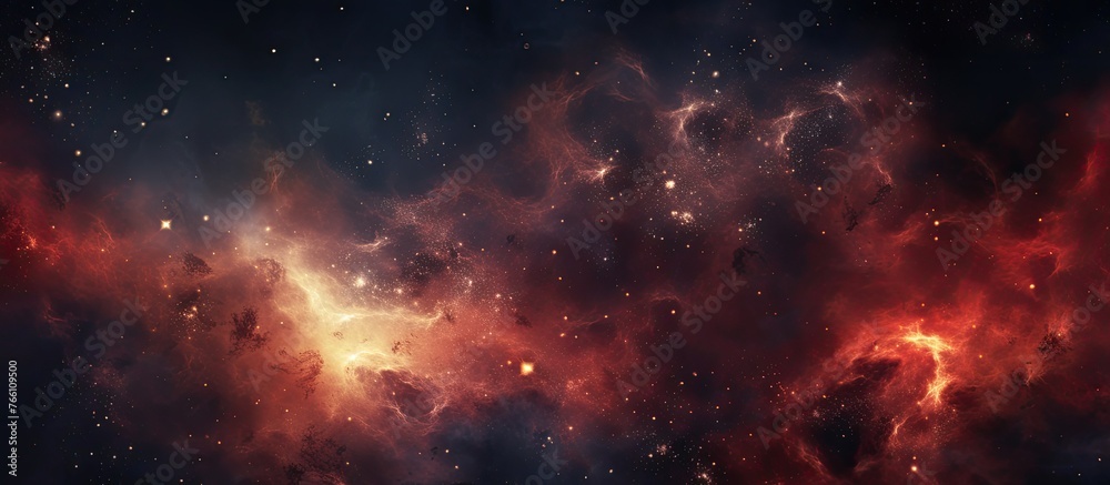The landscape resembles a galaxy with numerous stars in the sky, creating a mesmerizing atmosphere. The event is reminiscent of an astronomical object in space, surrounded by clouds of gas and water