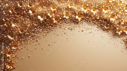 Glittering Gold Background With Stars and Confetti