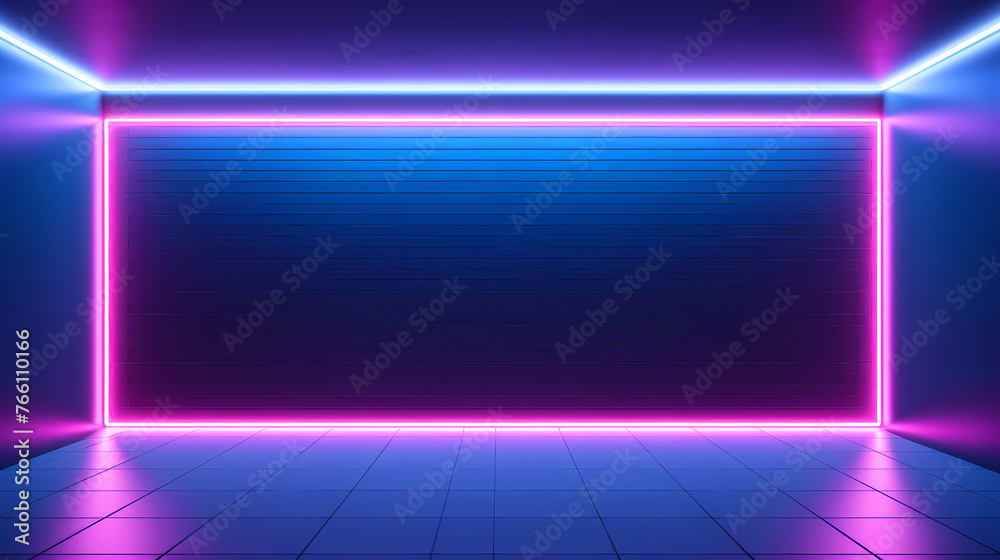Empty room with neon space for design