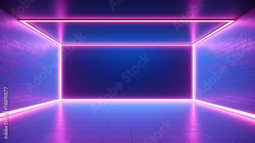 Empty room with neon space for design